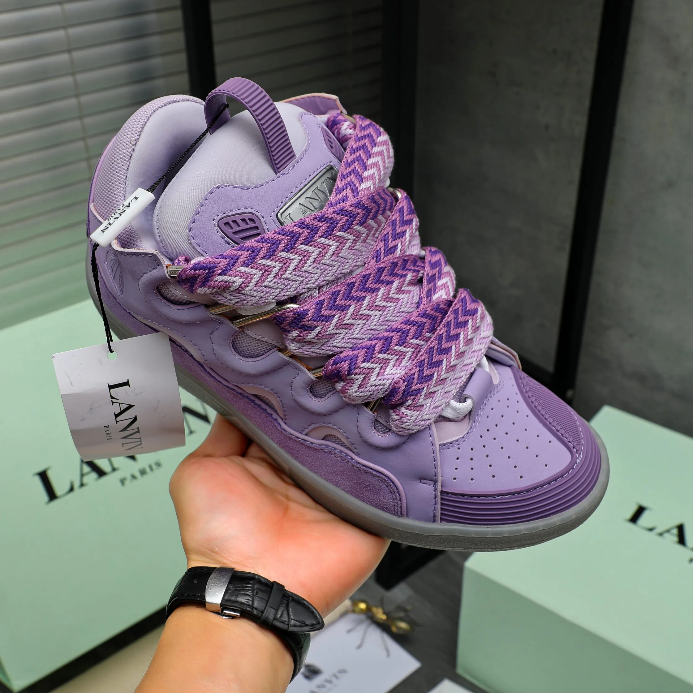 Men's shoes 💰740 [Lanvin] Lanvin high-end quality original couple's casual shoes - Upper: imported cowhide leather splicing breathable mesh - Inner lining: Lycra elastic lining - Outsole: original rubber outsole - Super high quality control·Fine workmanship: highlighted (high-end·luxury·grade) -Size: 36-45 (45 can be customized)